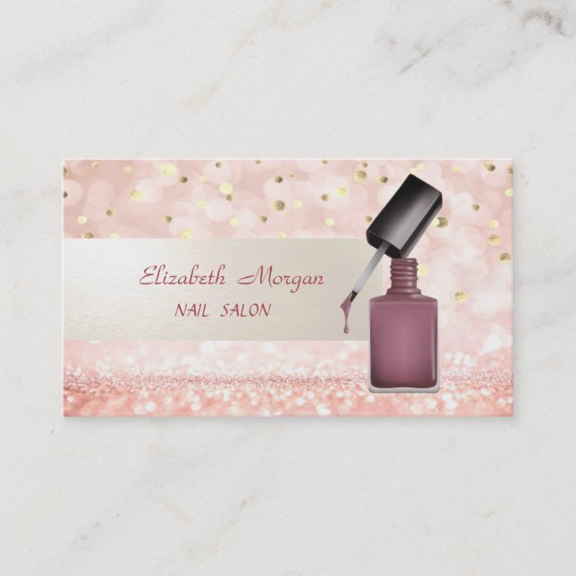 Modern Glitter Bokeh,Confetti,Nail Polish, Business Card (Front)