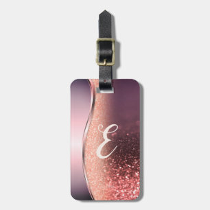 Modern Glitter Bokeh, Monogram Luggage Tag