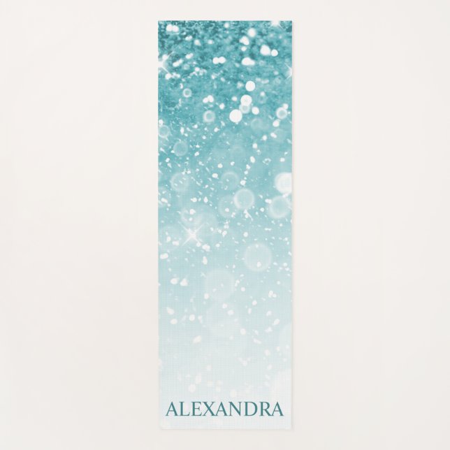 Modern Glitter Bokeh Personalized  Yoga Mat (Front)