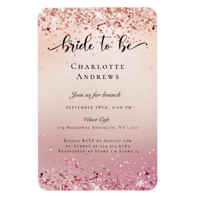 Modern, Glitter Bride to be invited Magnet (Vertical)