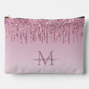 Modern Glitter Drips Personalized Monogram Name Accessory Pouch