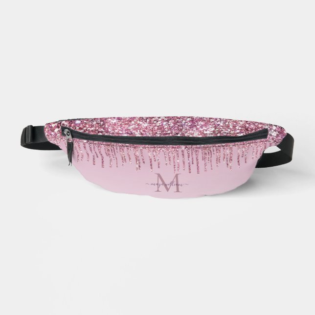 Modern Glitter Drips Personalized Monogram Name  Fanny Pack (Front)