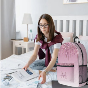 Modern Glitter Drips Personalized Monogram Name Printed Backpack