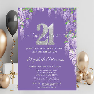 Modern Glitter Drips Rose Gold 21th Birthday   Inv Invitation