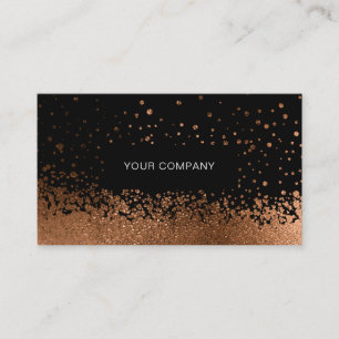 Modern Glitter Drop Orange-Gold Black Business Card