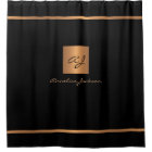 Modern glitter elegant monogrammed black gold