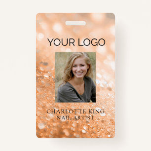 Modern Glitter Employee Photo ID Badge