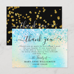 Modern Glitter Funeral Food Thank You Card