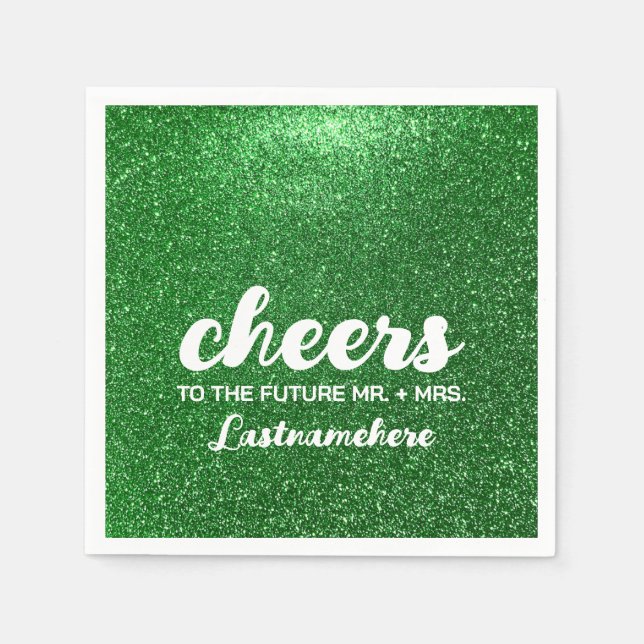Modern Glitter Glam Sparkle Future Mrs. Cheers Napkin (Front)
