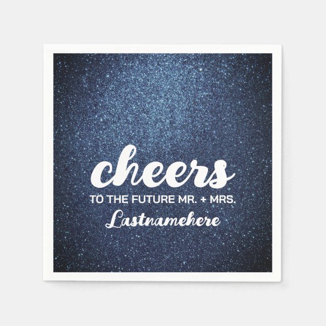 Modern Glitter Glam Sparkle Future Mrs. Cheers Napkin (Front)