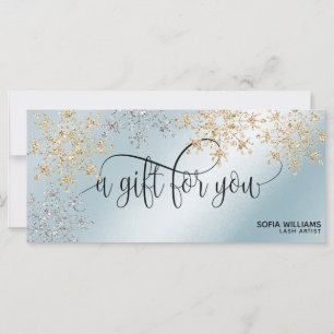 Modern Glitter Gold Certificate Gift Card Snow
