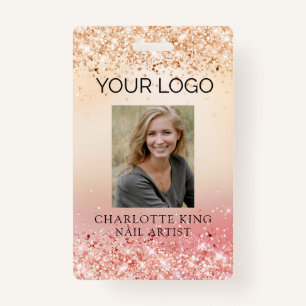 Modern Glitter Gold Employee Photo ID Badge