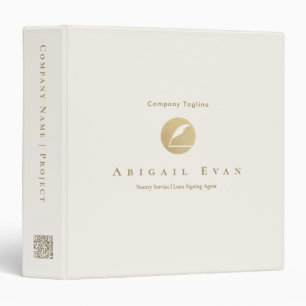 Modern Glitter Gold Feather Notary Service Binder