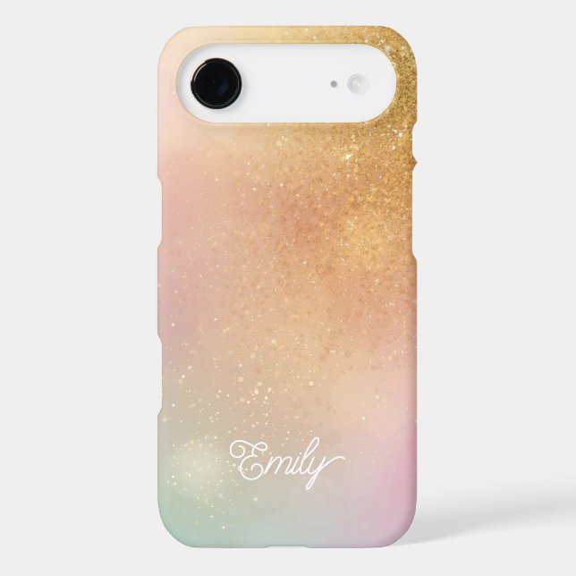 Modern Glitter Holographic Gold with Name (Verso)
