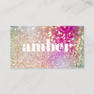 Modern Glitter Holographic Iridescent Make-up Business Card