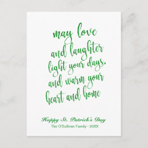 Modern Glitter Irish Blessing St. Patrick's Day Postcard