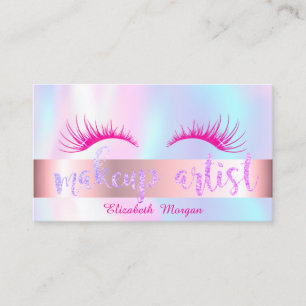 Modern Glitter Lashes, Makeup Artist Holographic Business Card