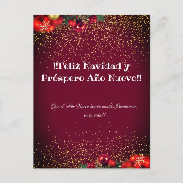 Modern Glitter Lettering Christmas Feliz Navidad Holiday Postcard (Front)