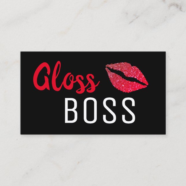 Modern Glitter Lip Gloss Boss Makeup Business Card (Front)