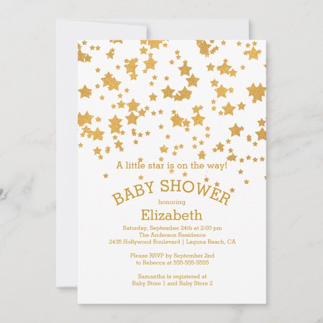 Modern Glitter Little Star Baby Shower Invitation (Front)