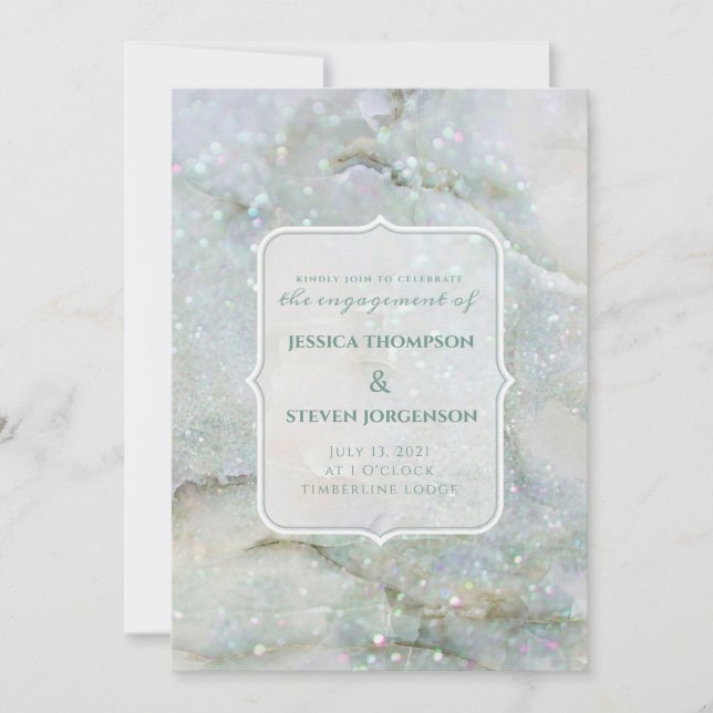 Modern Glitter Marble & Gold Photo Save the Date Holiday Card (Front)