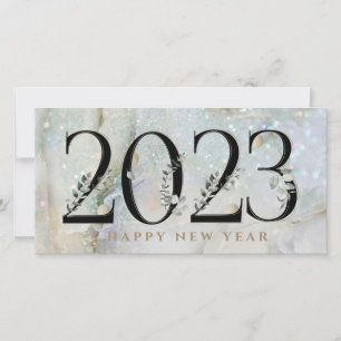 Modern Glitter Marble Happy New Year 2021 Holiday Card