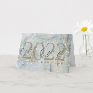 Modern Glitter Marble Happy New Year 2022 Card