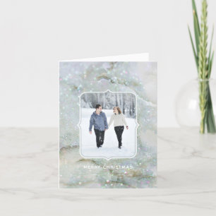 Modern Glitter Marble Winter Celebrations Photo Holiday Card