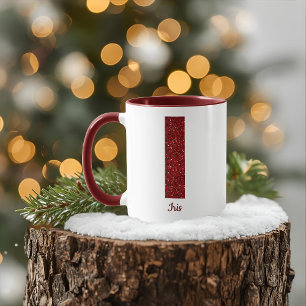 Modern Glitter Monogram I Mug with Name
