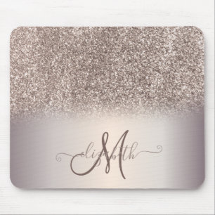 Modern Glitter Ombre Cool Monogram Mouse Pad