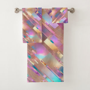 Modern Glitter Opal Holographic Collection Bath Towel Set