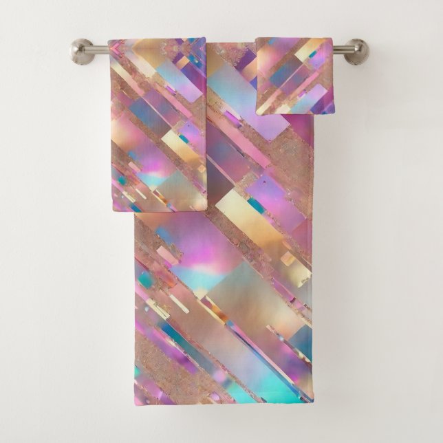 Modern Glitter Opal Holographic Collection Bath Towel Set (Insitu)