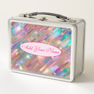Modern Glitter Opal Holographic Collection Metal Lunch Box
