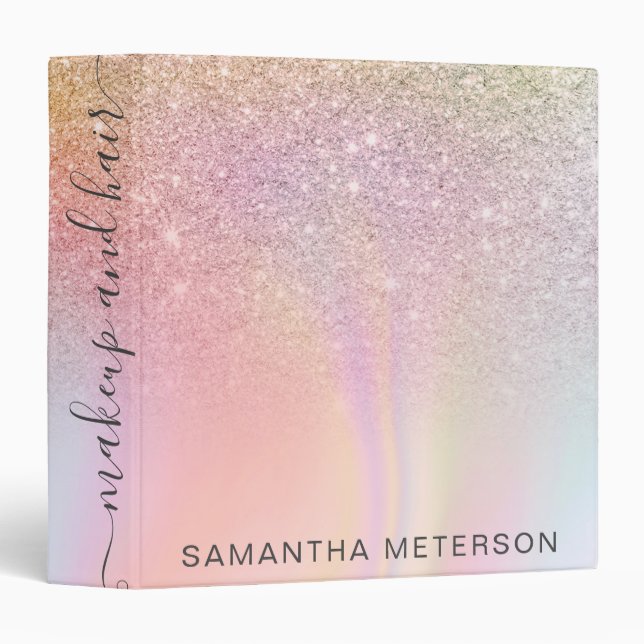 Modern glitter pastel unicorn marble makeup hair binder (Front/Spine)