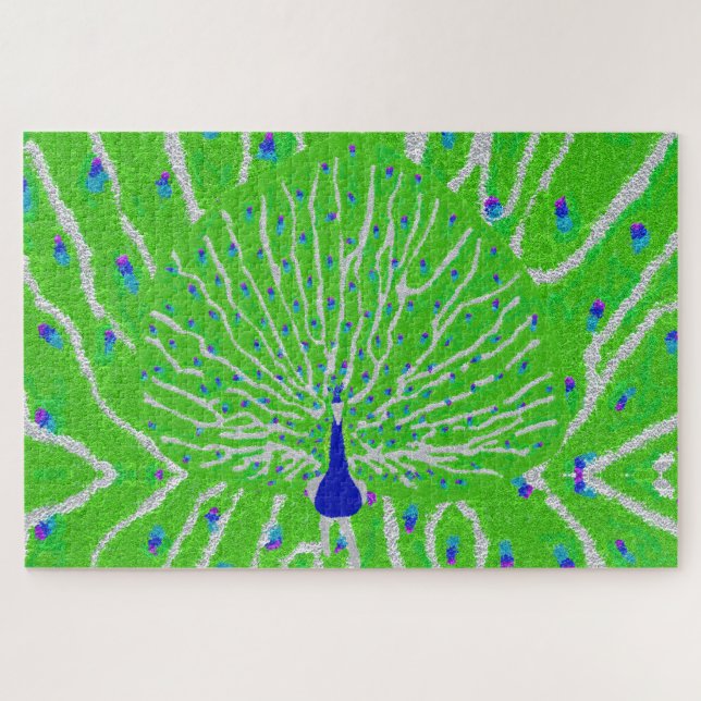 Modern glitter peacock feather  jigsaw puzzle (Horizontal)