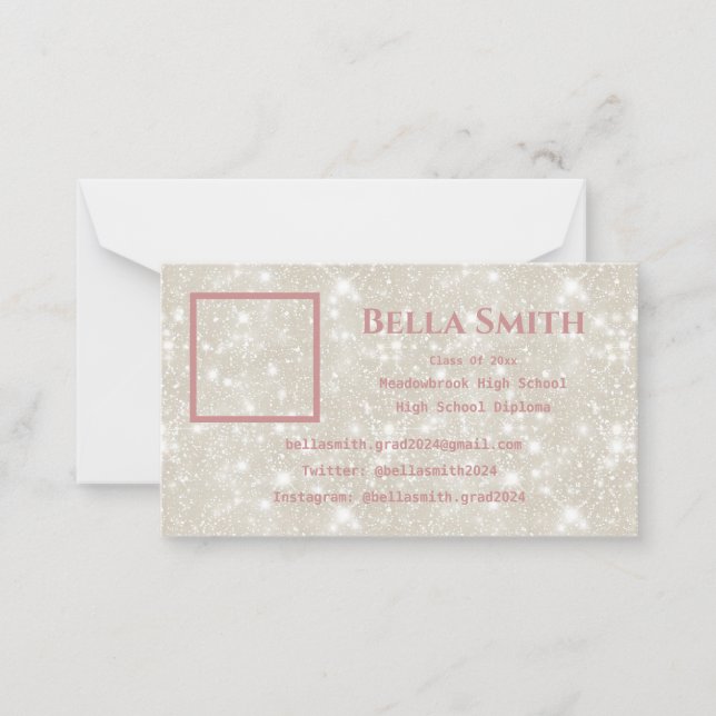 Modern Glitter Photo Graduation Dusty Pink  Card (Front)