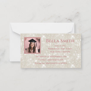 Modern Glitter Photo Graduation Dusty Pink  Card