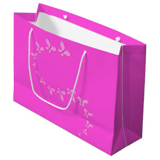 Modern glitter pink butterflies large gift bag