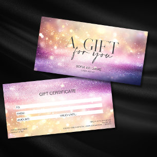 Modern Glitter Pink Certificate Gift Card