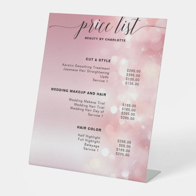 Modern, glitter pricelist Sign (Front)