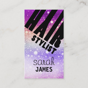 modern glitter purple blu hairstylist hair stylist business card