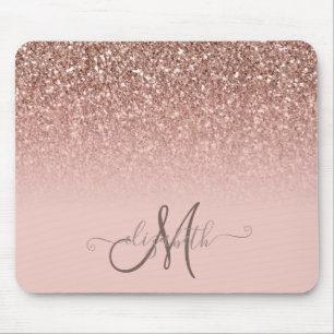 Modern Glitter Sequin Ombre Cool Monogram Mouse Pad