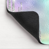 Modern Glitter Silver Drips Holographic Mouse Pad (Corner)