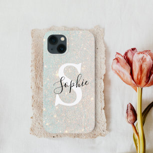 Modern Glitter Spark Personal Initial Girly iPhone 13 Case