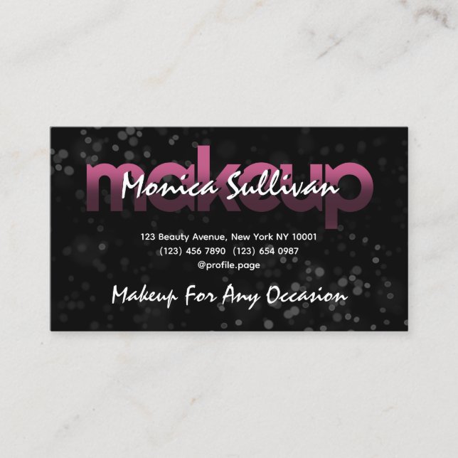 Modern glitter sparkly Makeup Business Card (Front)