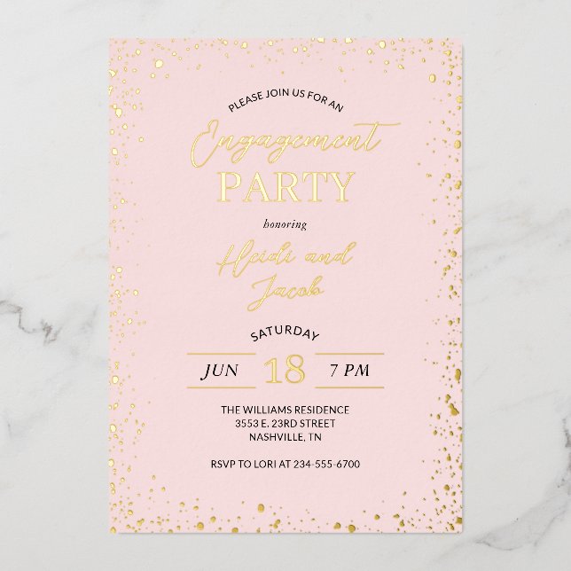 Modern Glitz Engagement Party Invitation Foil Invi (Front)