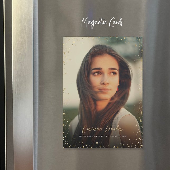 Modern Glitz Graduation Photo Announcement Magnets (Creator Uploaded)