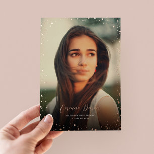 Modern Glitz Graduation Photo Foil Announcement