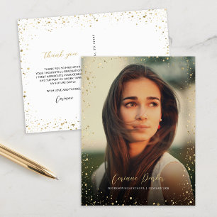 Modern Glitz Graduation Photo Thank You Postcard