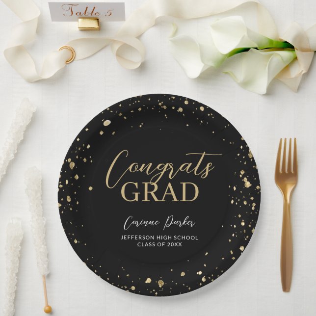Modern Glitz Personalized Graduation Paper Plate (Wedding)